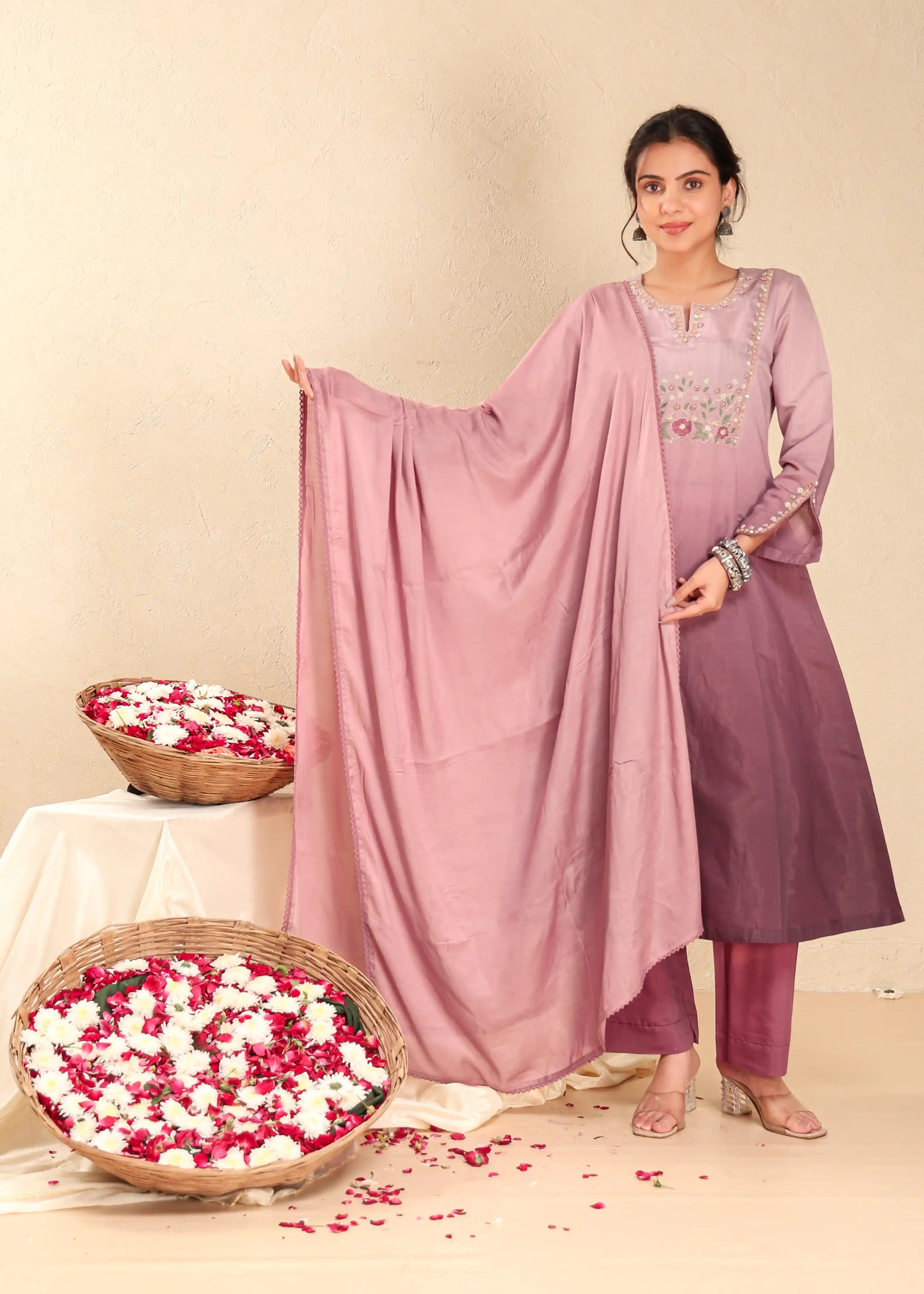3 PCS KURTA SET WITH EMBROIDERY & ADDA WORK