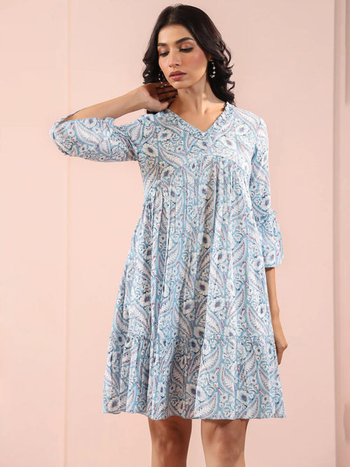 Printed Tiered Alya Cut Dress