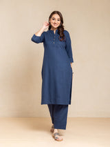 LINEN 2PC KURTA SET DETAILED WITH FAGGOTING