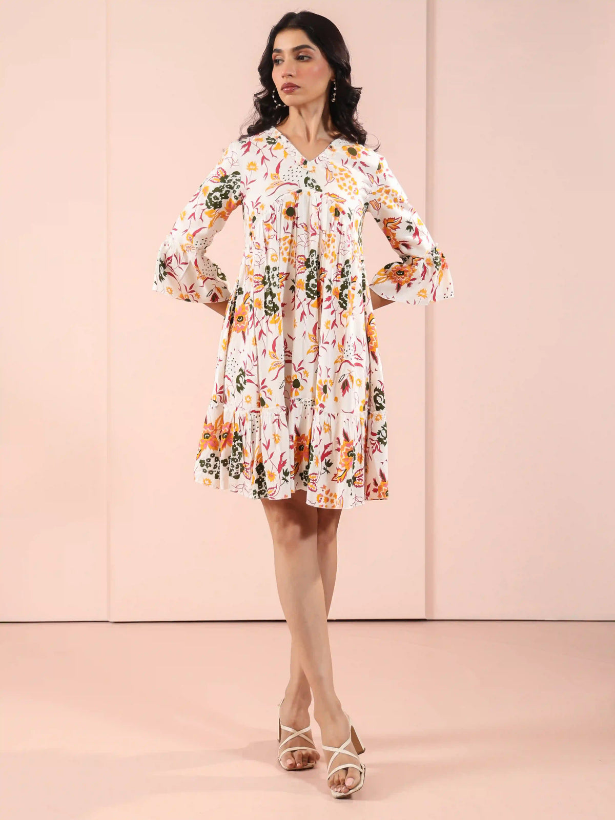 PRINTED TIERED DRESS