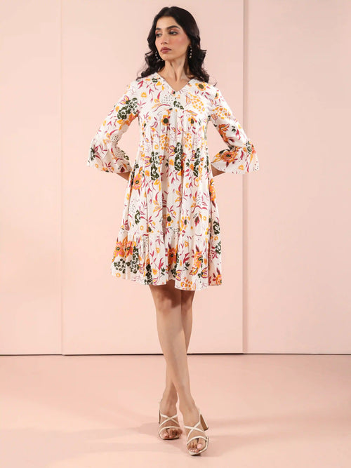 PRINTED TIERED DRESS