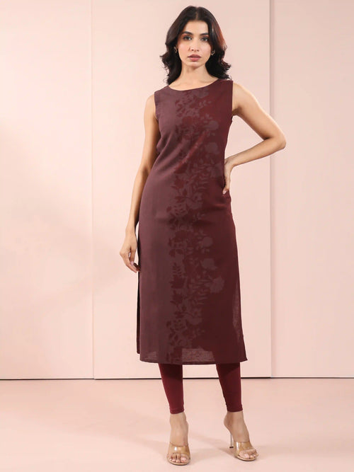 LINEN BLEND PLACEMENT PRINT KURTA