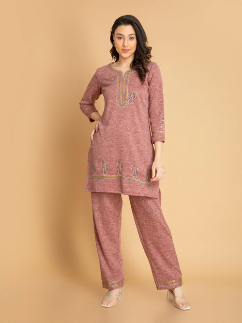 KARACHI 3PC KURTA SET WITH SEQUENCE EMBROIDERY