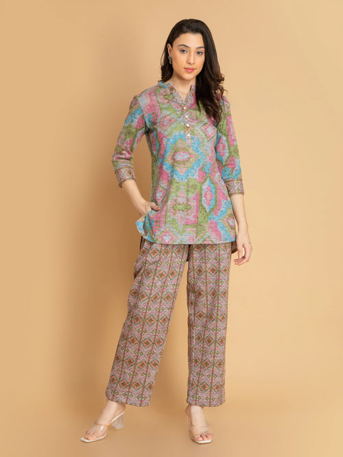 KARACHI DIGITAL IKKAT PRINTED CO-ORD SET