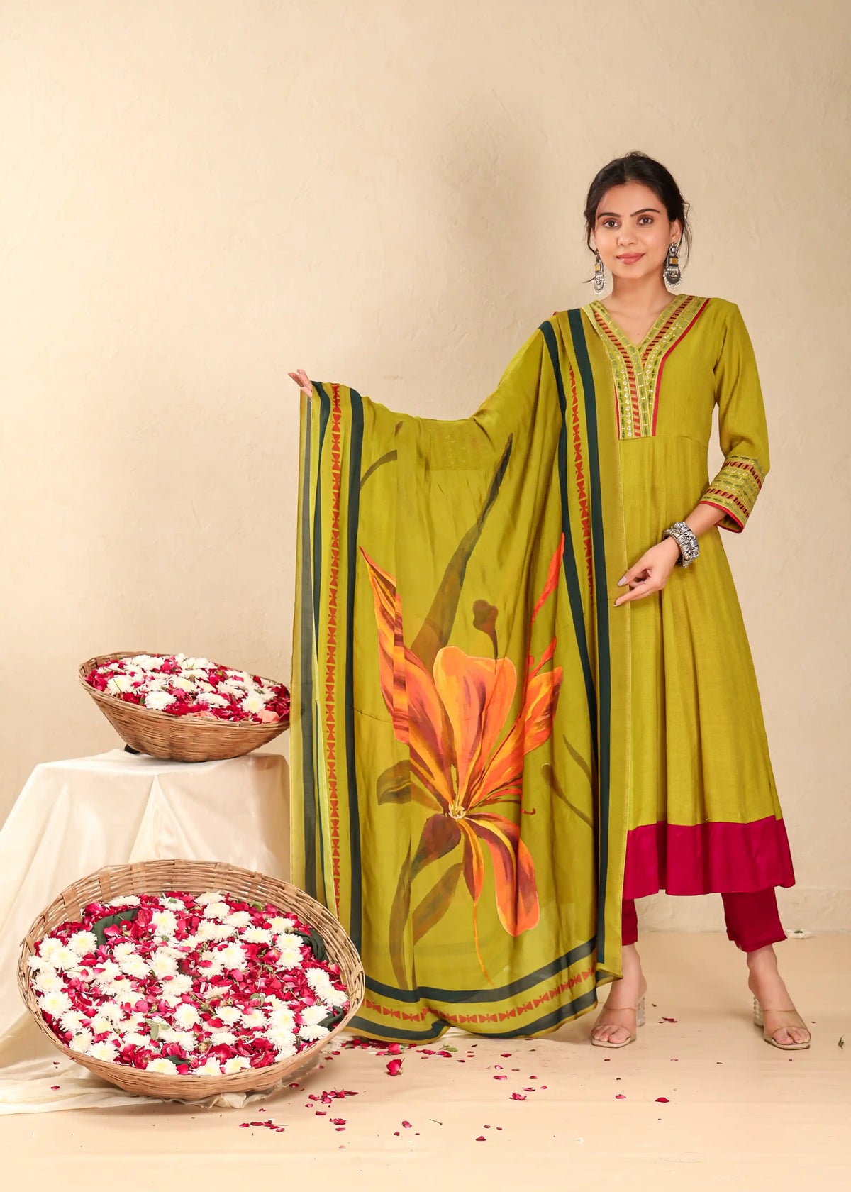 3 PC EMBROIDERED KALIDAR KURTA SET