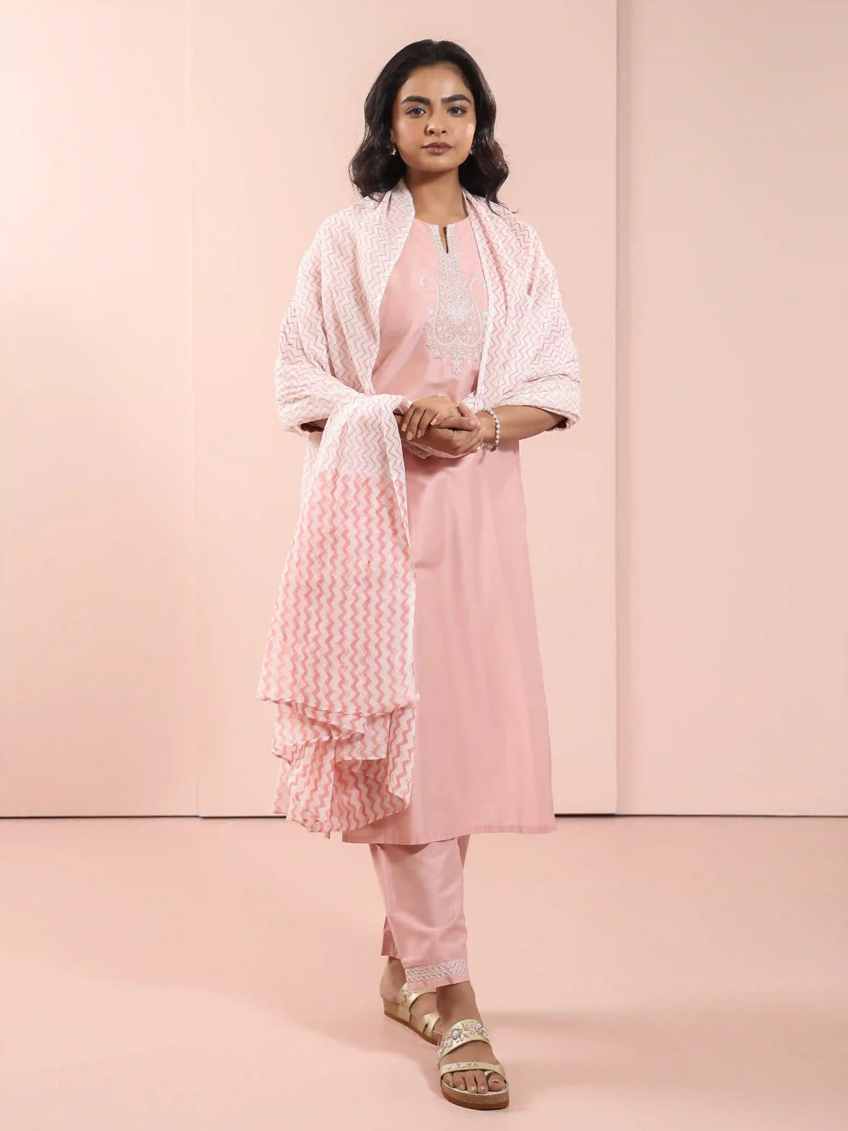3PC SEQUENCE EMBROIDERY KURTA SET WITH FANCY DUPATTA