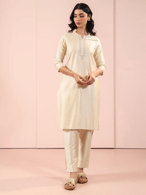 SILK BASE 2PC GOLD PRINTED KURTA SET