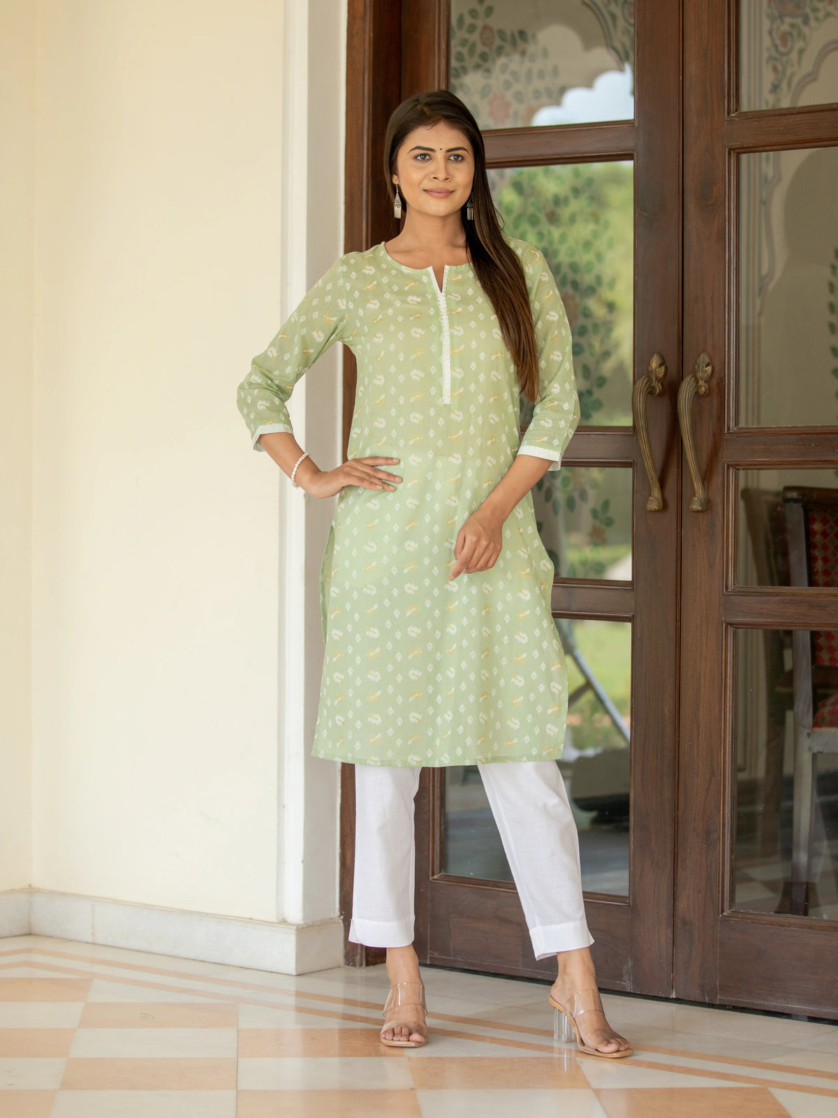 IKAT PRINTED STRAIGHT KURTI