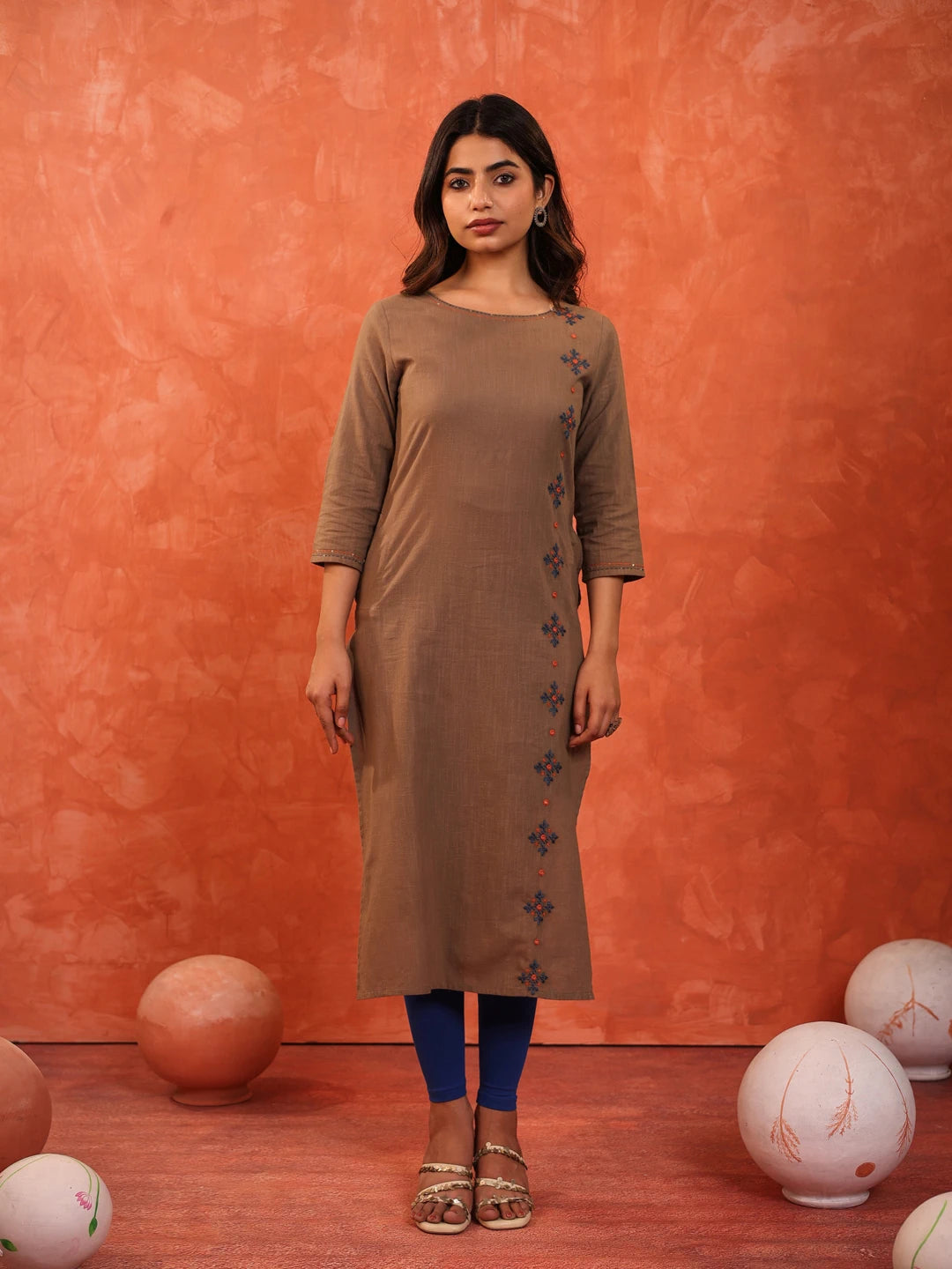 MIRROR HANDLOOK EMBROIDERED SINGLE KURTI EMBELLISHED WITH HANDCRAFT DETAILS