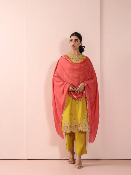 3PC CHIKANKARI EMBROIDERY KURTA SET