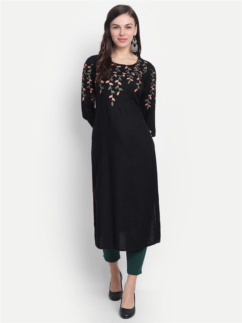 MULTI COLOUR EMBROIDERED STRAIGHT LONG KURTI