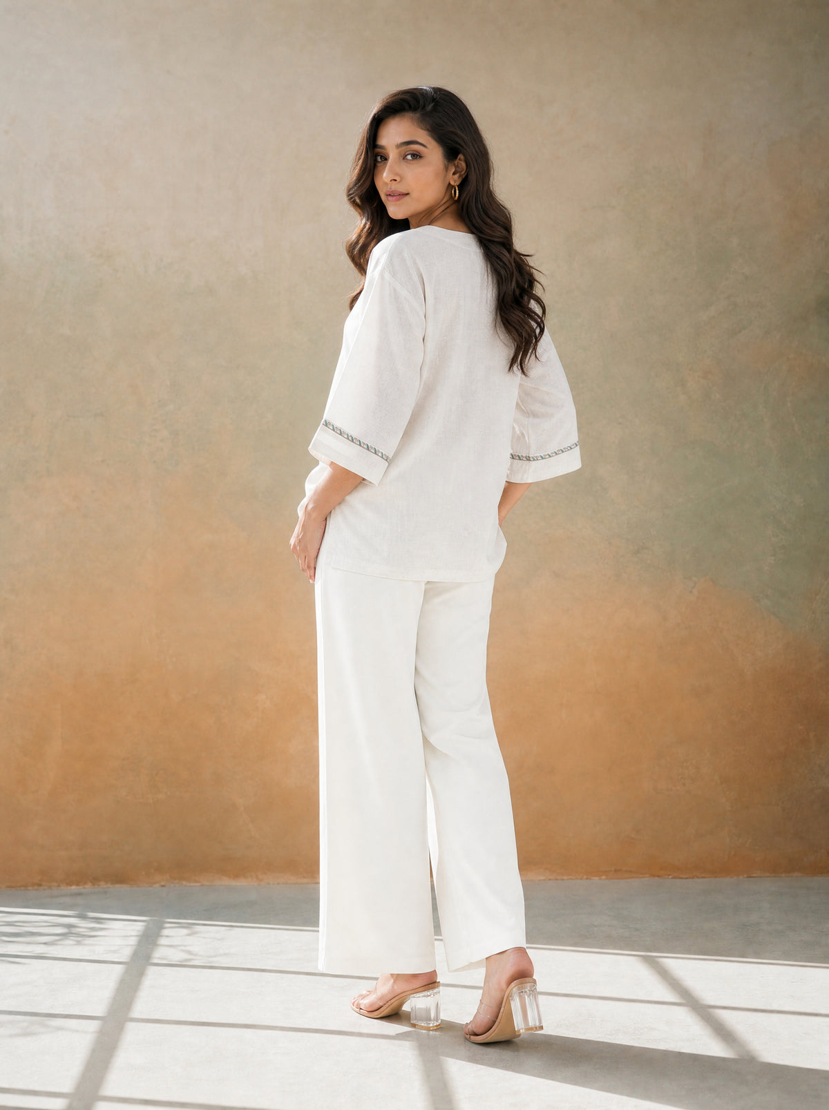 Vanilla Ice Rayon Linen Relaxed Fit Embroidered Short Kurti