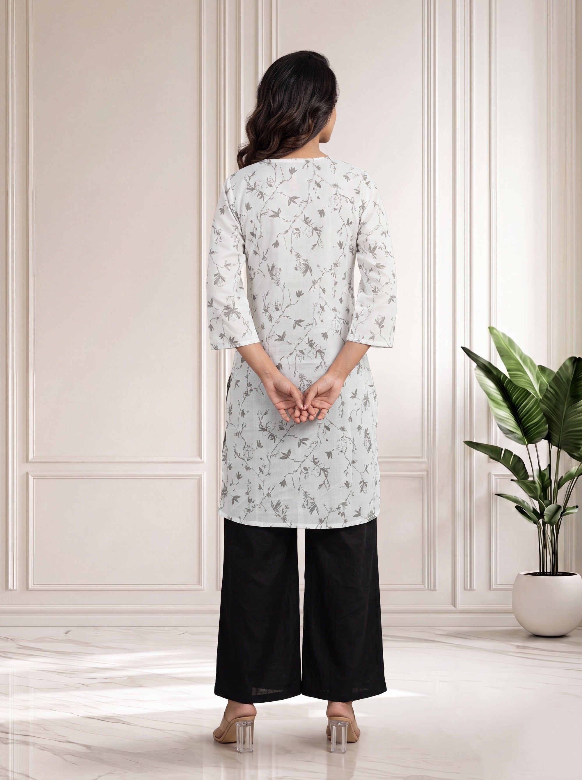 Gray Long Kurti in Mul Cotton