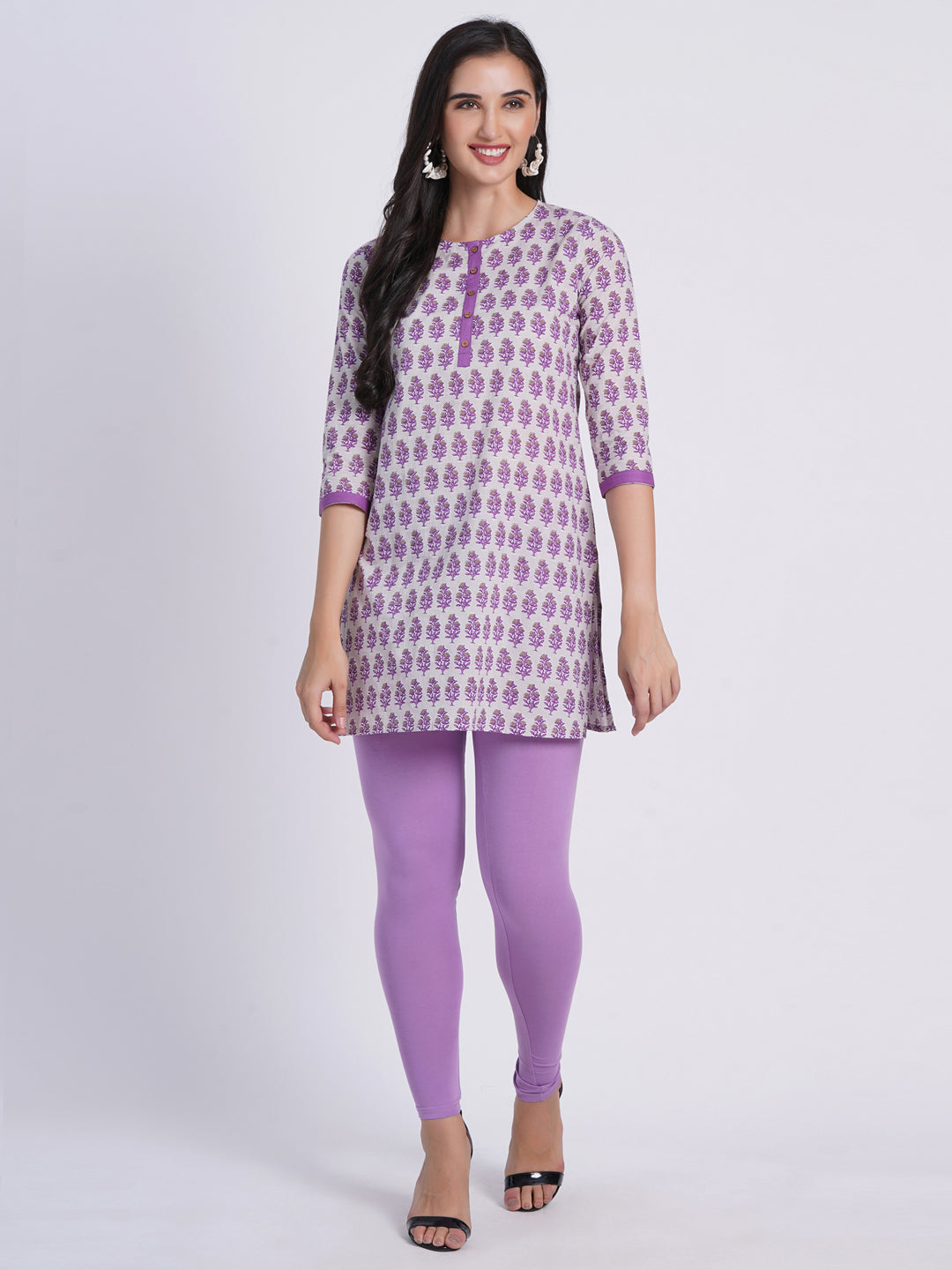 Mul Cotton Floral Printed Short Kurti