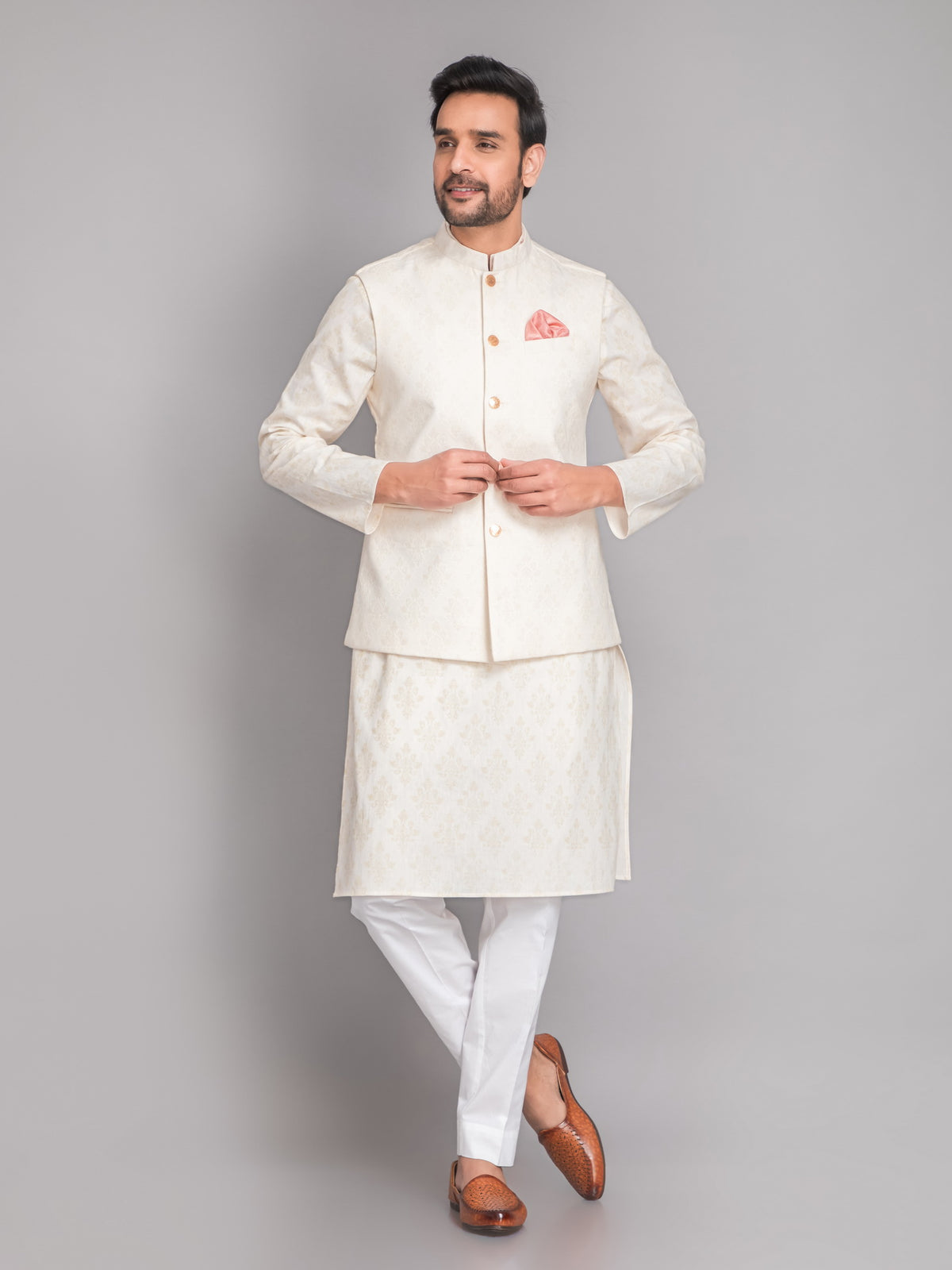 MENS KHADI LINEN PRINTED JACKET