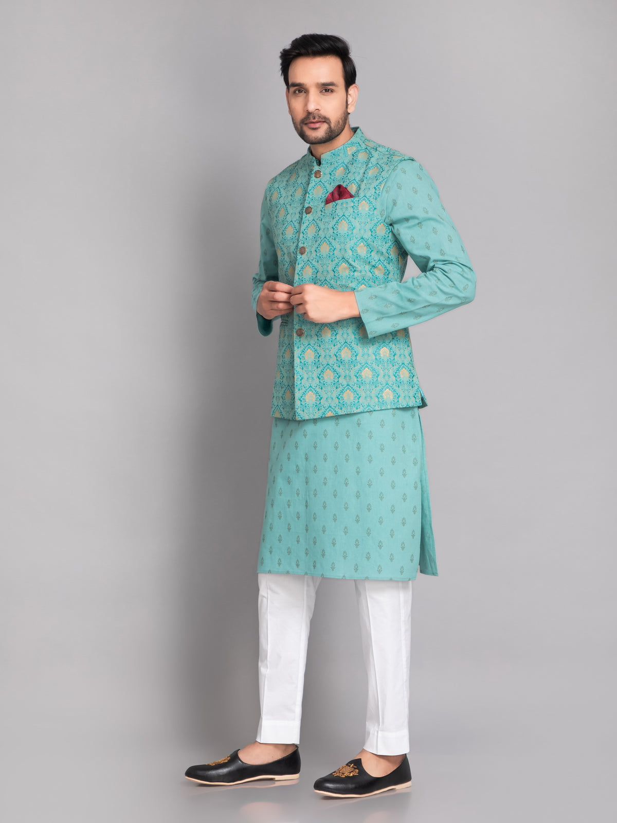 KHADI LINEN GLOSS PRINTED JACKET