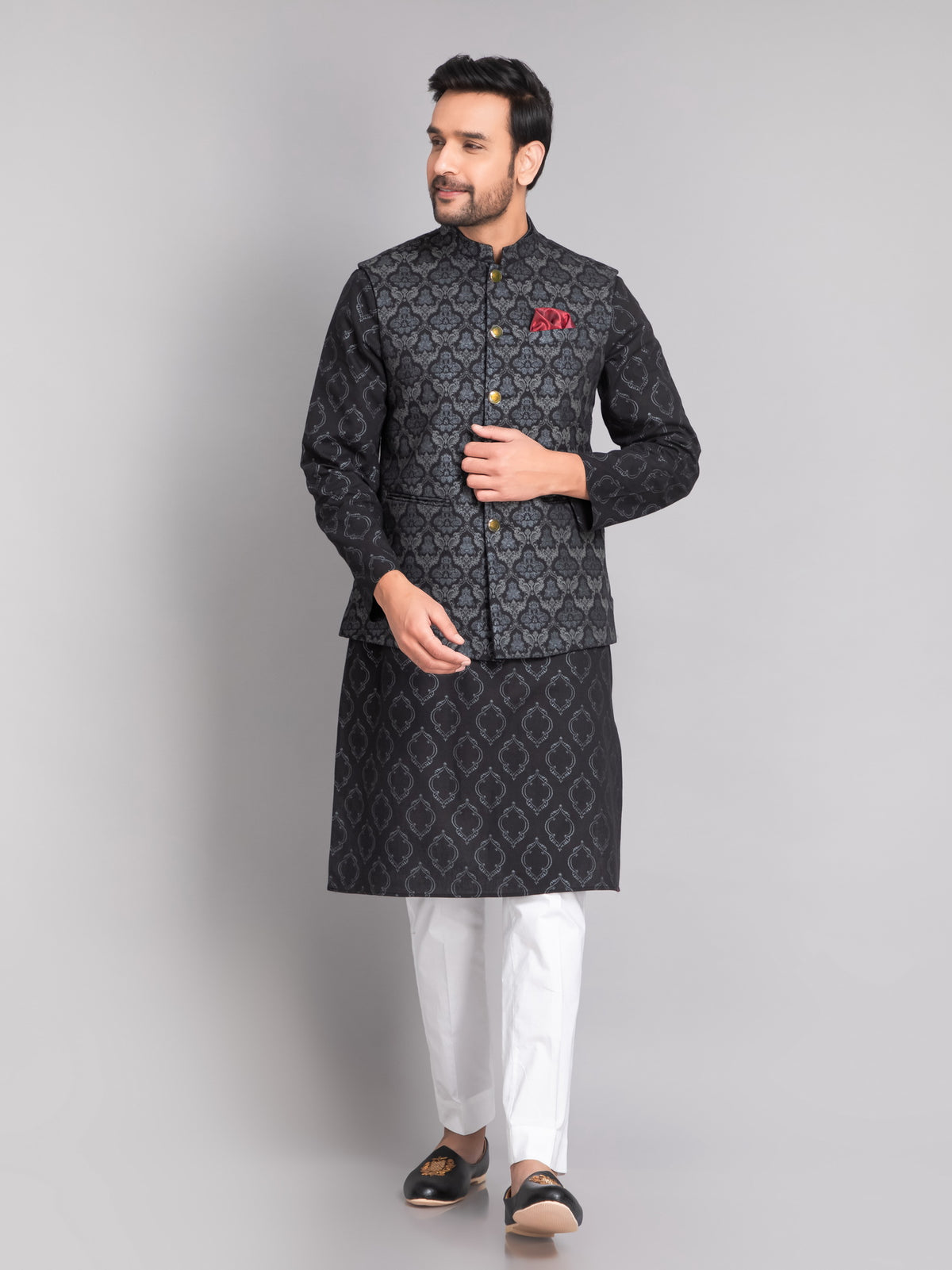 SUTI MEN'S KHADI LINEN 3D GLOSS PRINTED JACKET