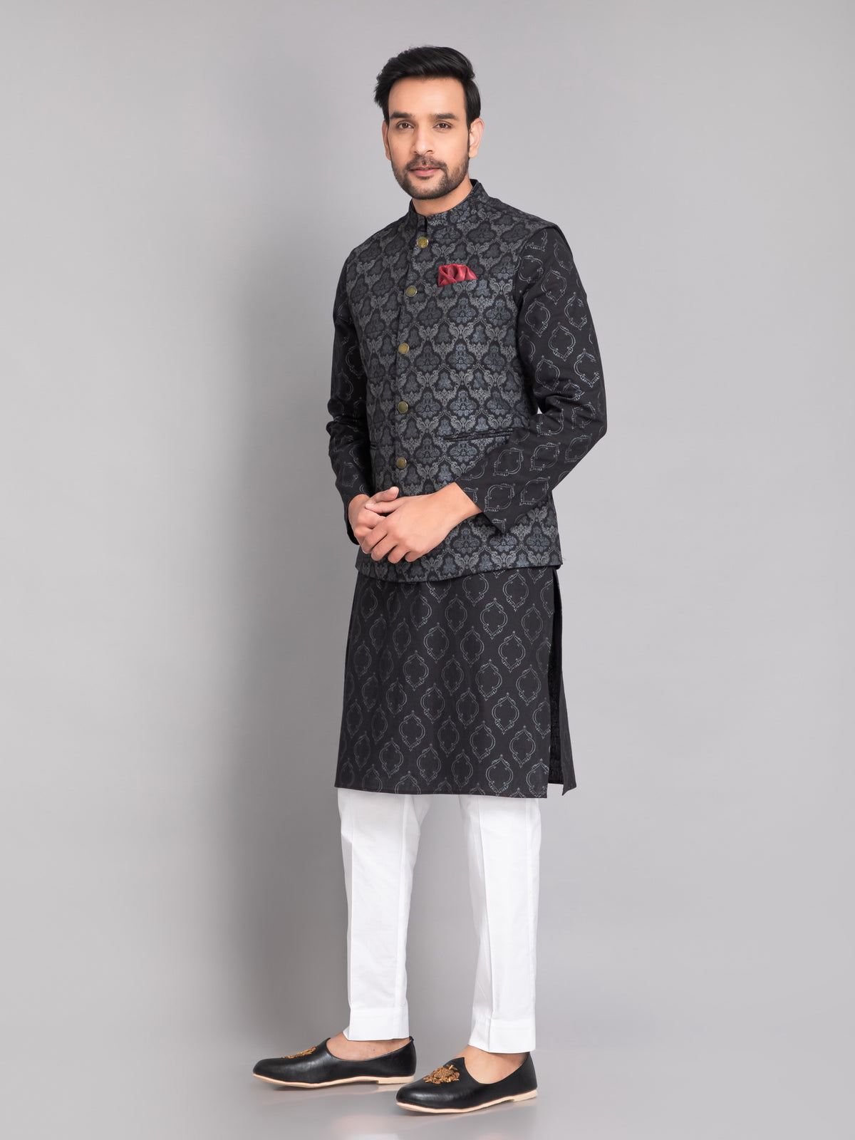 SUTI MEN'S KHADI LINEN 3D GLOSS PRINTED JACKET