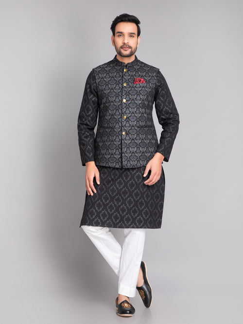 SUTI MEN'S KHADI LINEN 3D GLOSS PRINTED JACKET