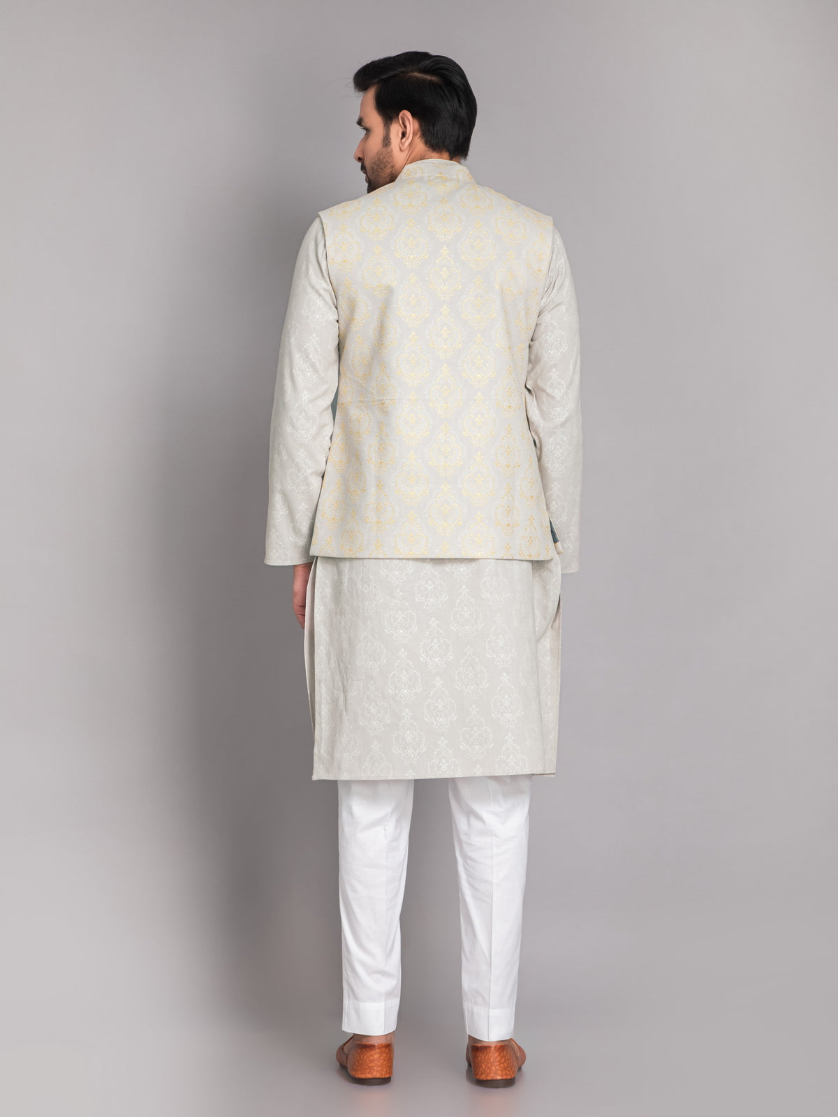 SUTI MEN'S KHADI LINEN 3D EMBOSE GLOSS PRINTED JACKET