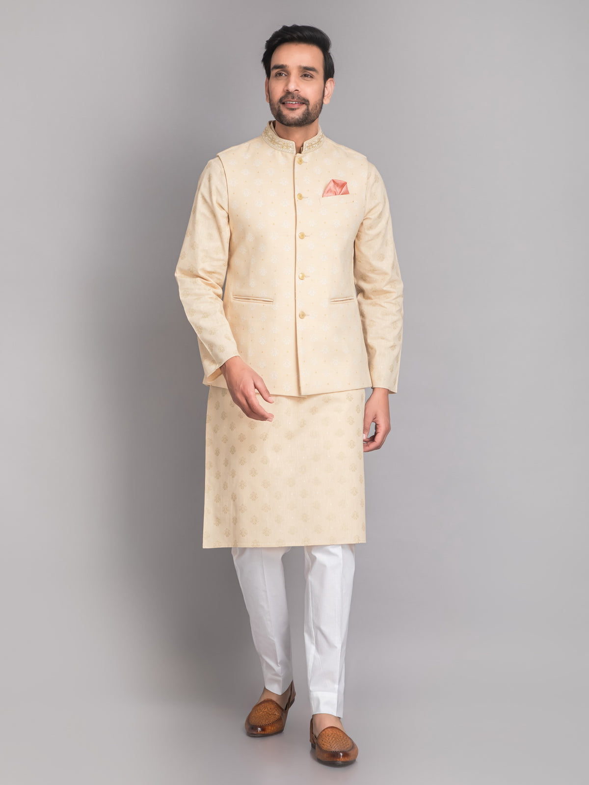 SUTI MENS KHADI LINEN 3D PRINTED JACKET