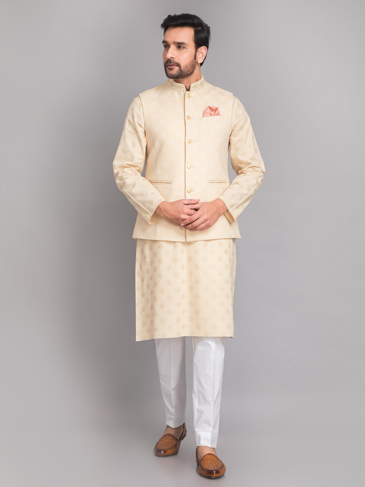 SUTI MENS KHADI LINEN 3D PRINTED JACKET