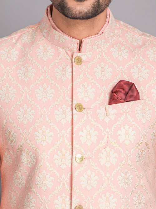 SUTI MEN'S KHADI LINEN 3D EMBOSE GLOSE PRINTED NEHRU JACKET