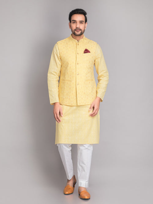 SUTI MEN'S KHADI LINEN 3D GLOSS PRINTED JACKET