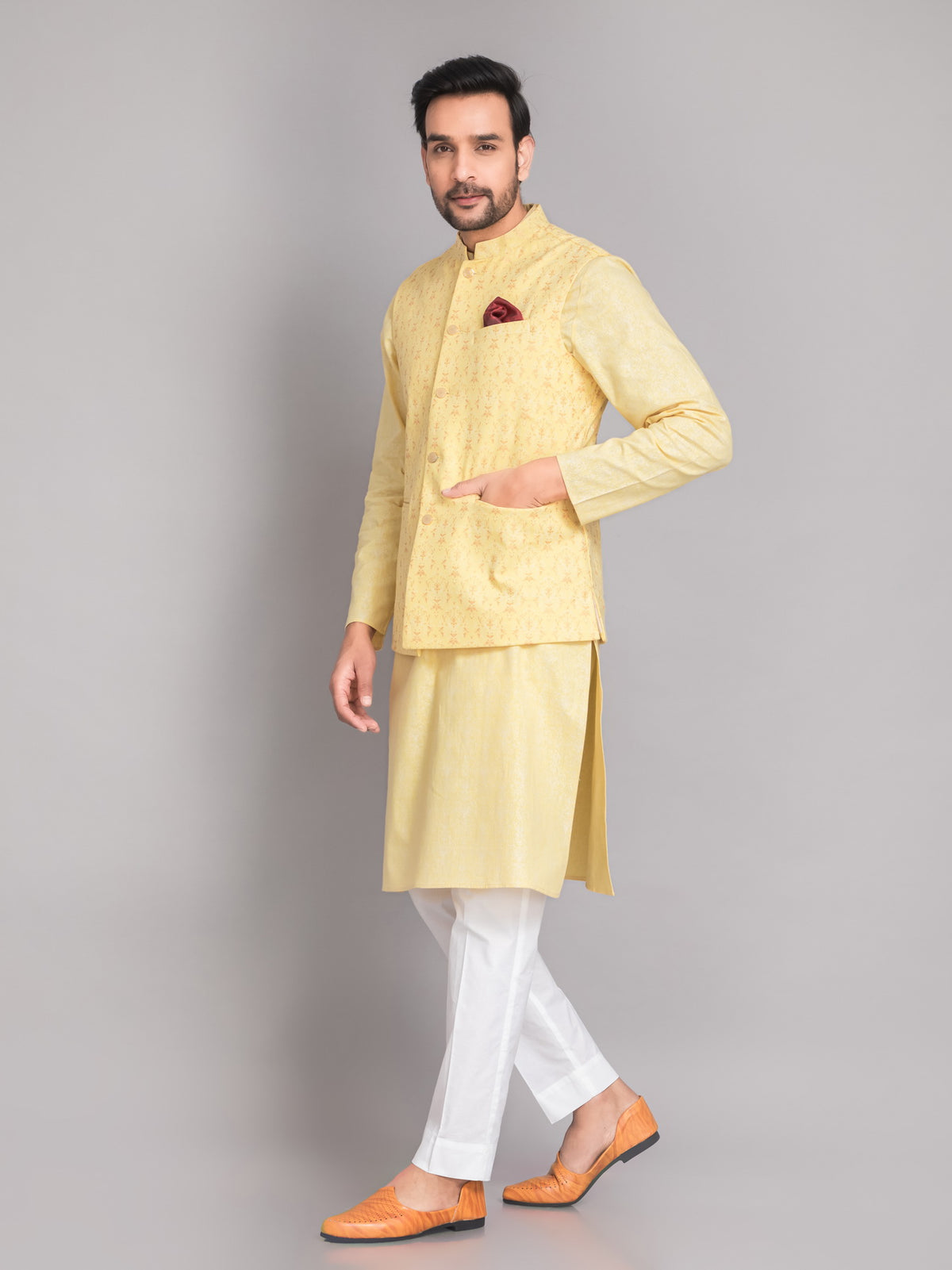 SUTI MEN'S KHADI LINEN 3D GLOSS PRINTED JACKET