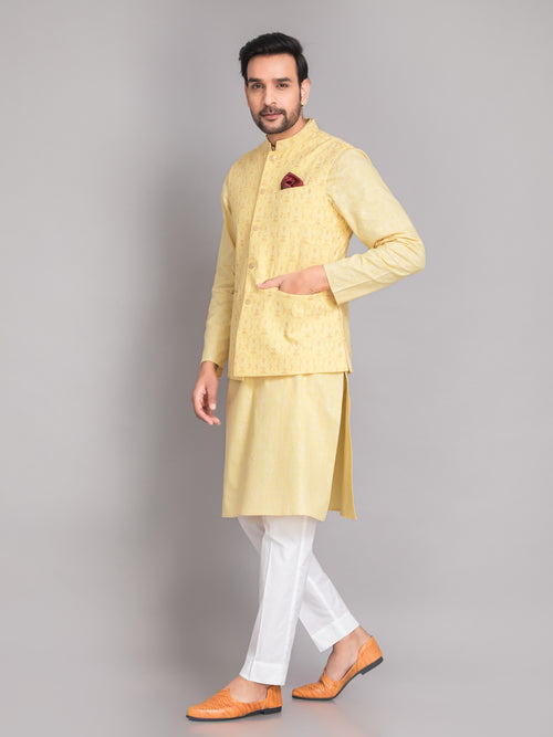 SUTI MEN'S KHADI LINEN 3D GLOSS PRINTED JACKET