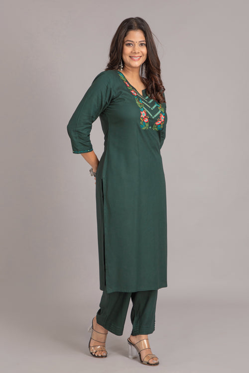 Embroidered Rayon 2Pc Kurta Set