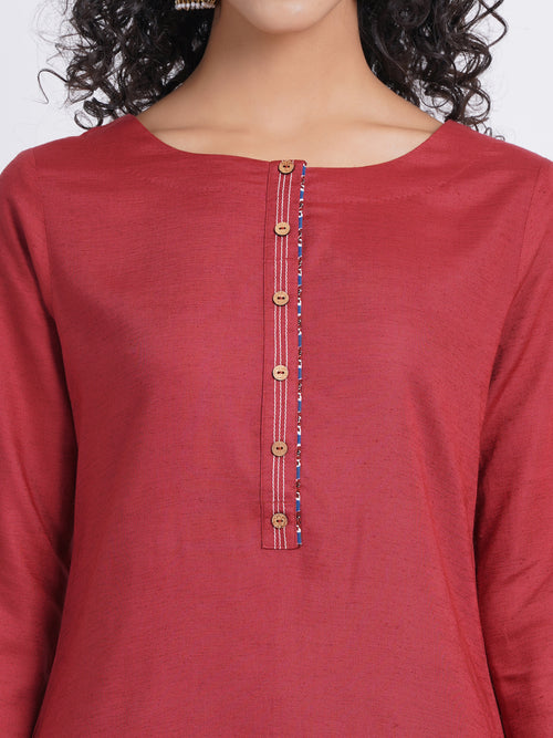 WORK WEAR STRAIGHT KURTI WITH PLACKET DETAILS