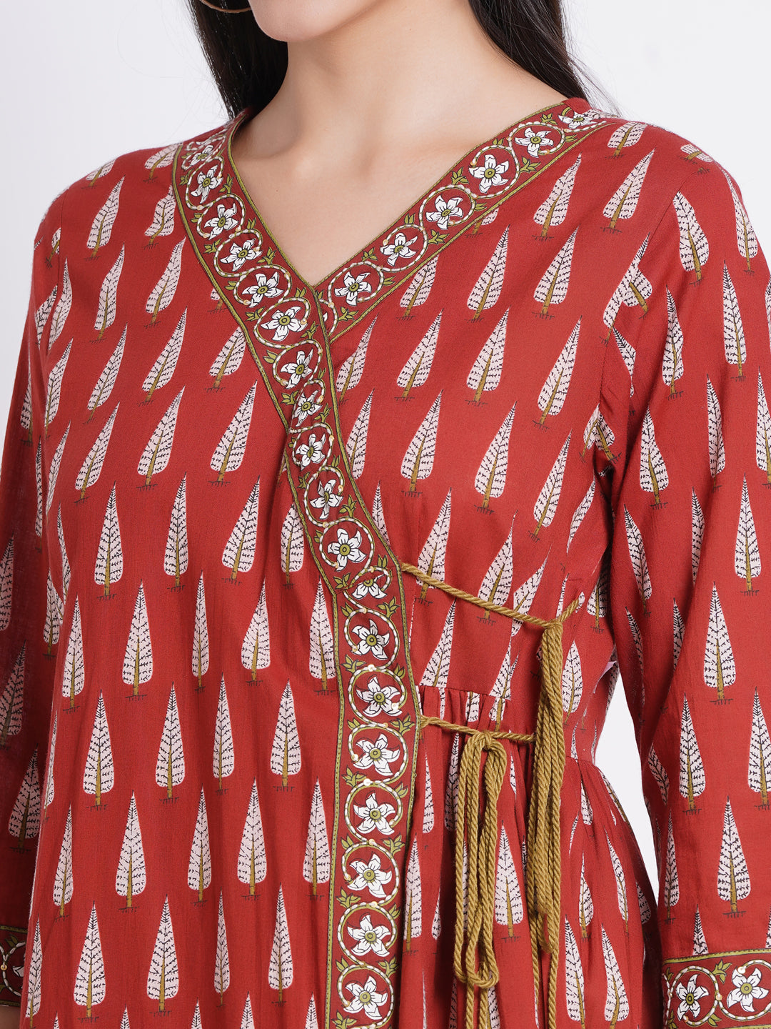 Mul Cotton Angrakha Kurta with Hand Embellishments