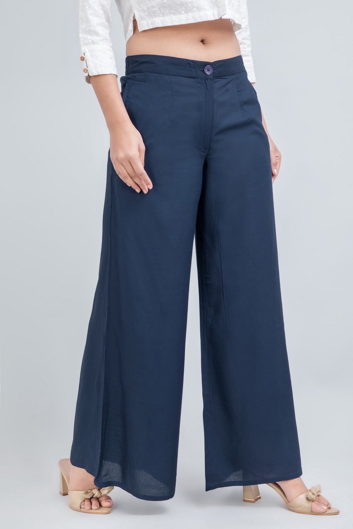 Solid Rayon Palazzo Pants