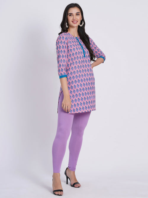 Mul Cotton Floral Printed Short Kurti