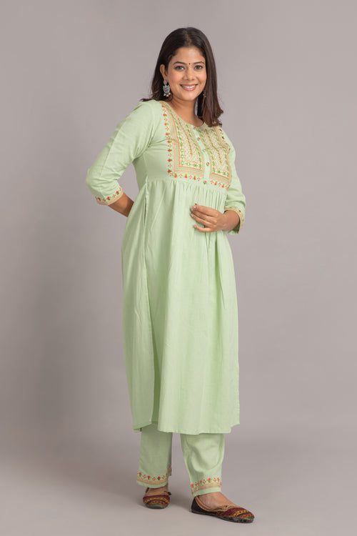 Rayon Embroidered Naira Cut 2 Pc Kurta Set