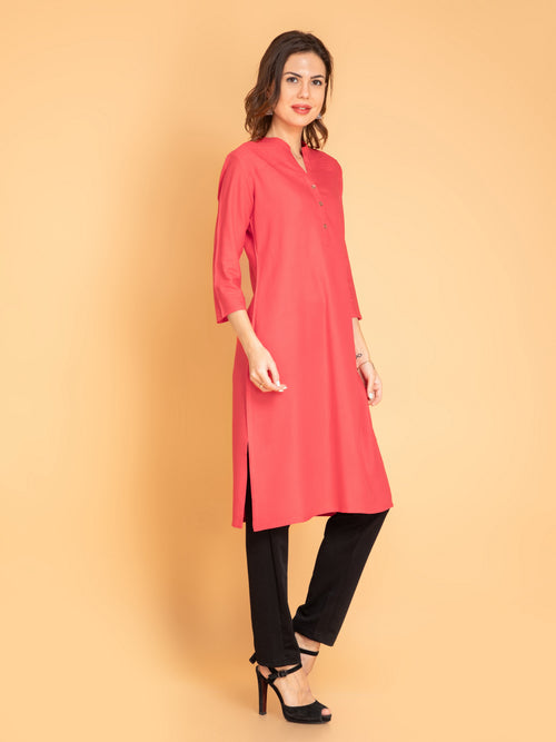 Pintuck Detail Knee-Length Kurti