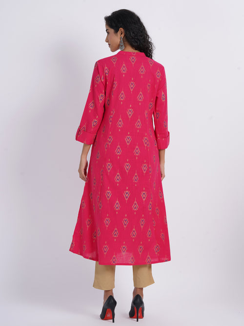 Ekat Gold Printed A-Line Long Kurti