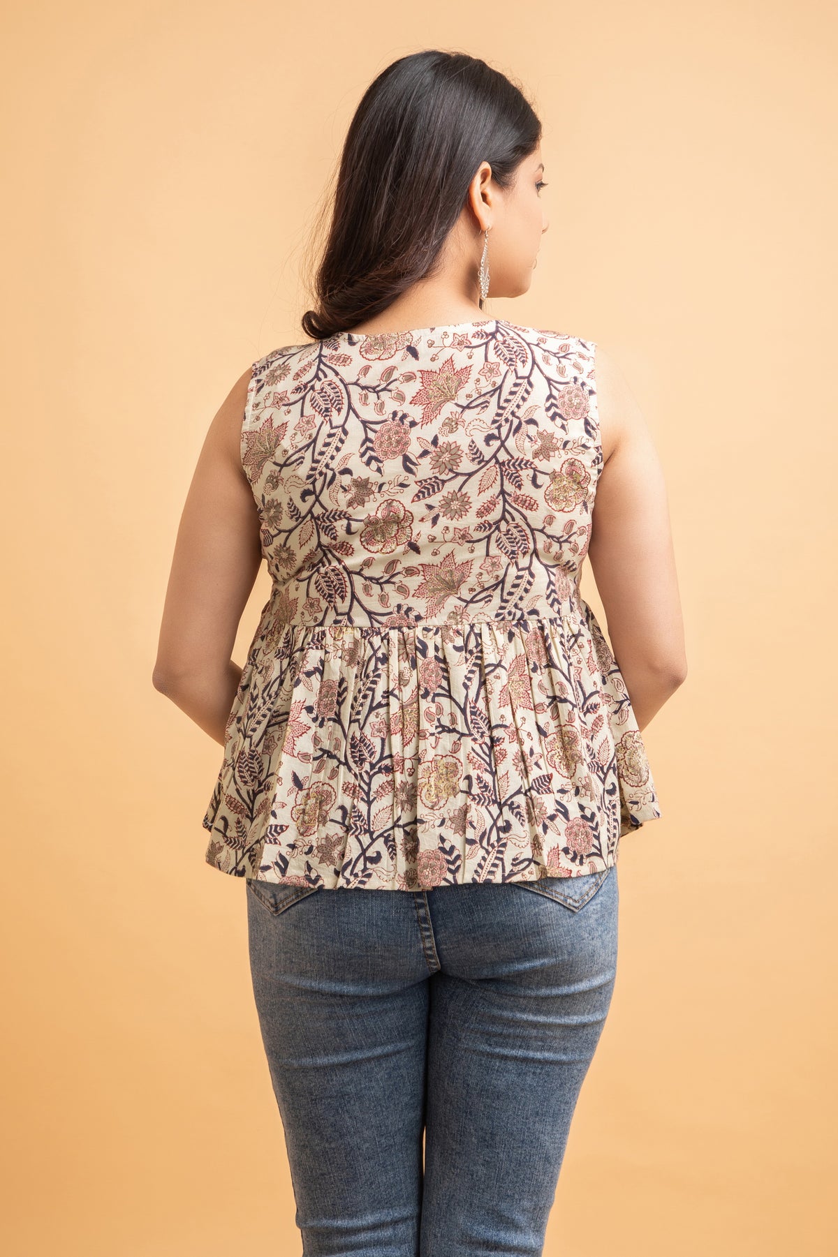 Floral print angrakha top