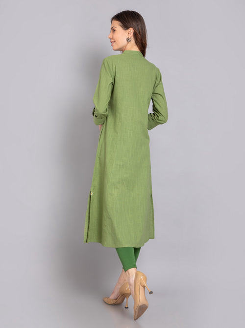 P-Line Placket Embroidered Long Kurti