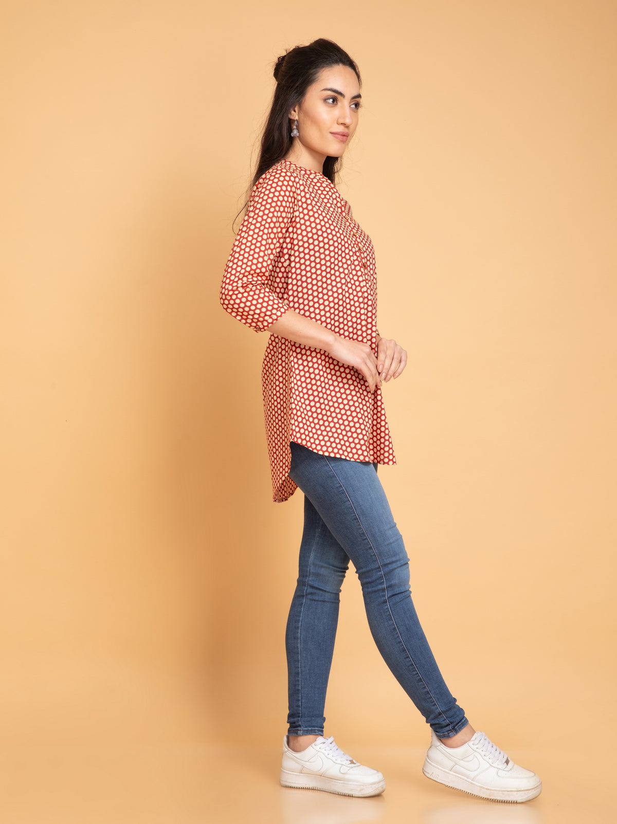 Mul Cotton Polka Dot High-Low Top