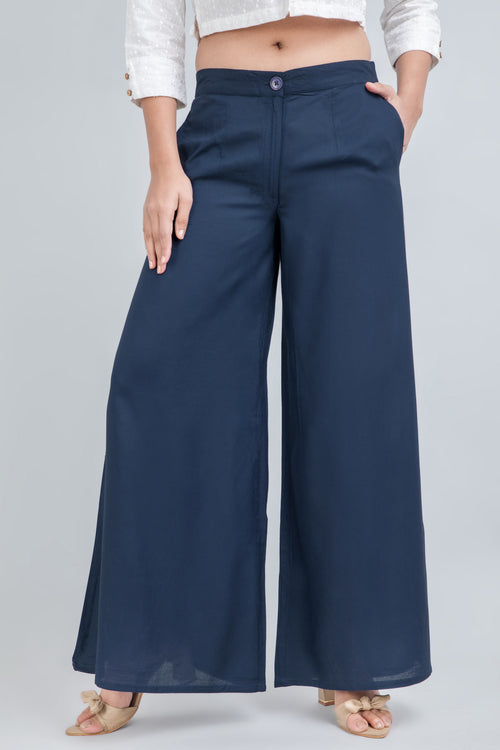 Solid Rayon Palazzo Pants