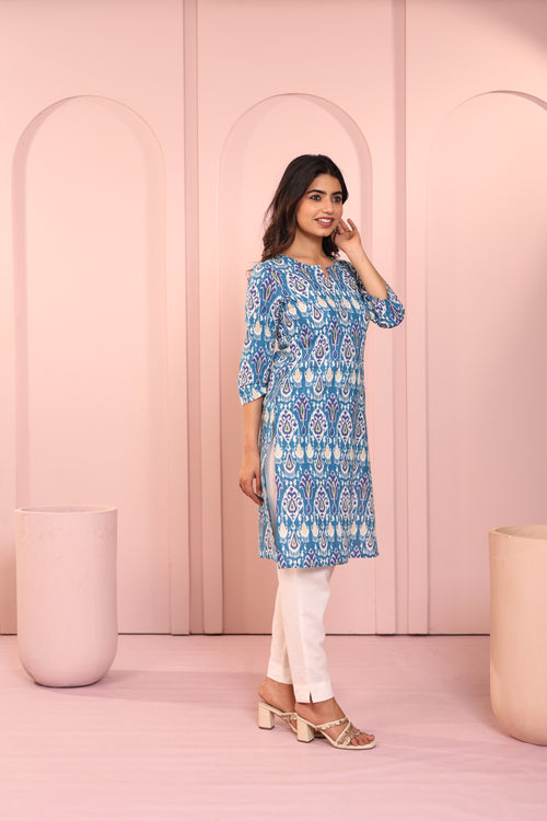 IKKAT PRINTED DAYOUT KURTI