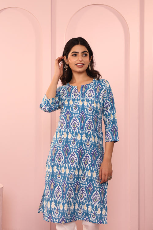 IKKAT PRINTED DAYOUT KURTI