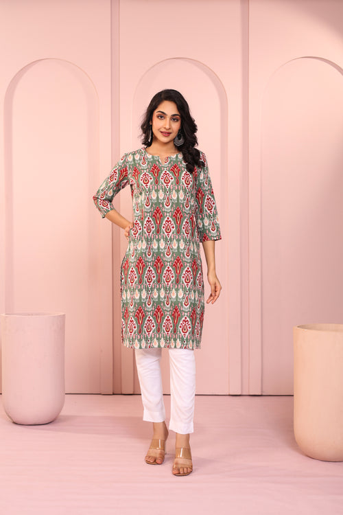 IKKAT PRINTED DAYOUT KURTI