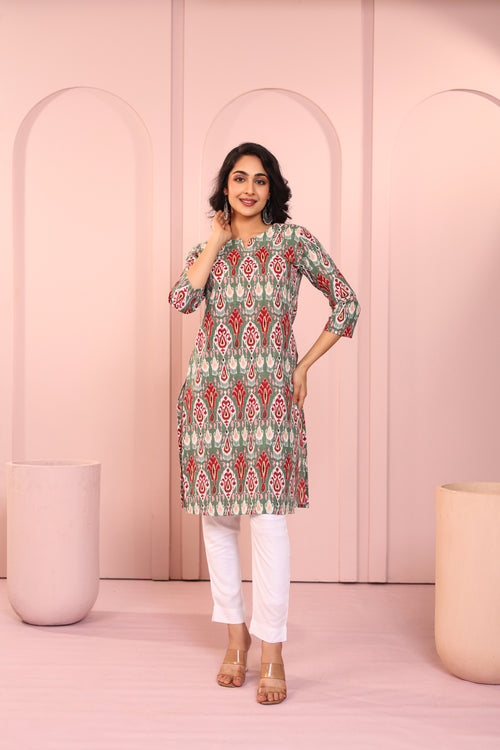 IKKAT PRINTED DAYOUT KURTI