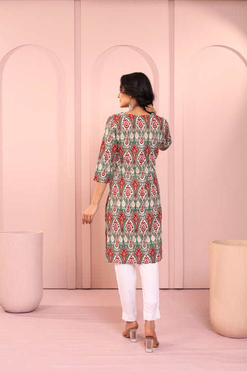 IKKAT PRINTED DAYOUT KURTI