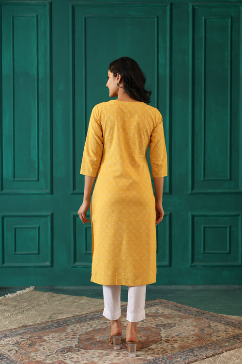 KHADI PRINT EMBROIDERED KURTA