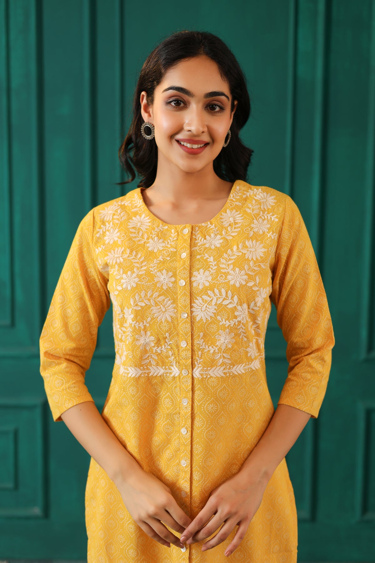 KHADI PRINT EMBROIDERED KURTA