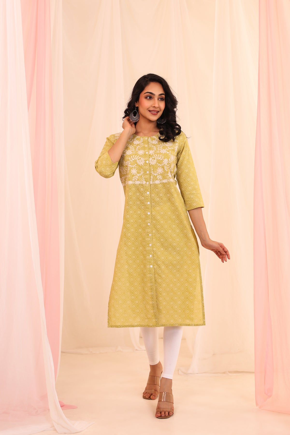 KHADI PRINT EMBROIDERED KURTA